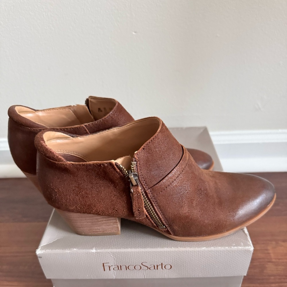 Franco Sarto Greco Brown Leather Ankle Boots